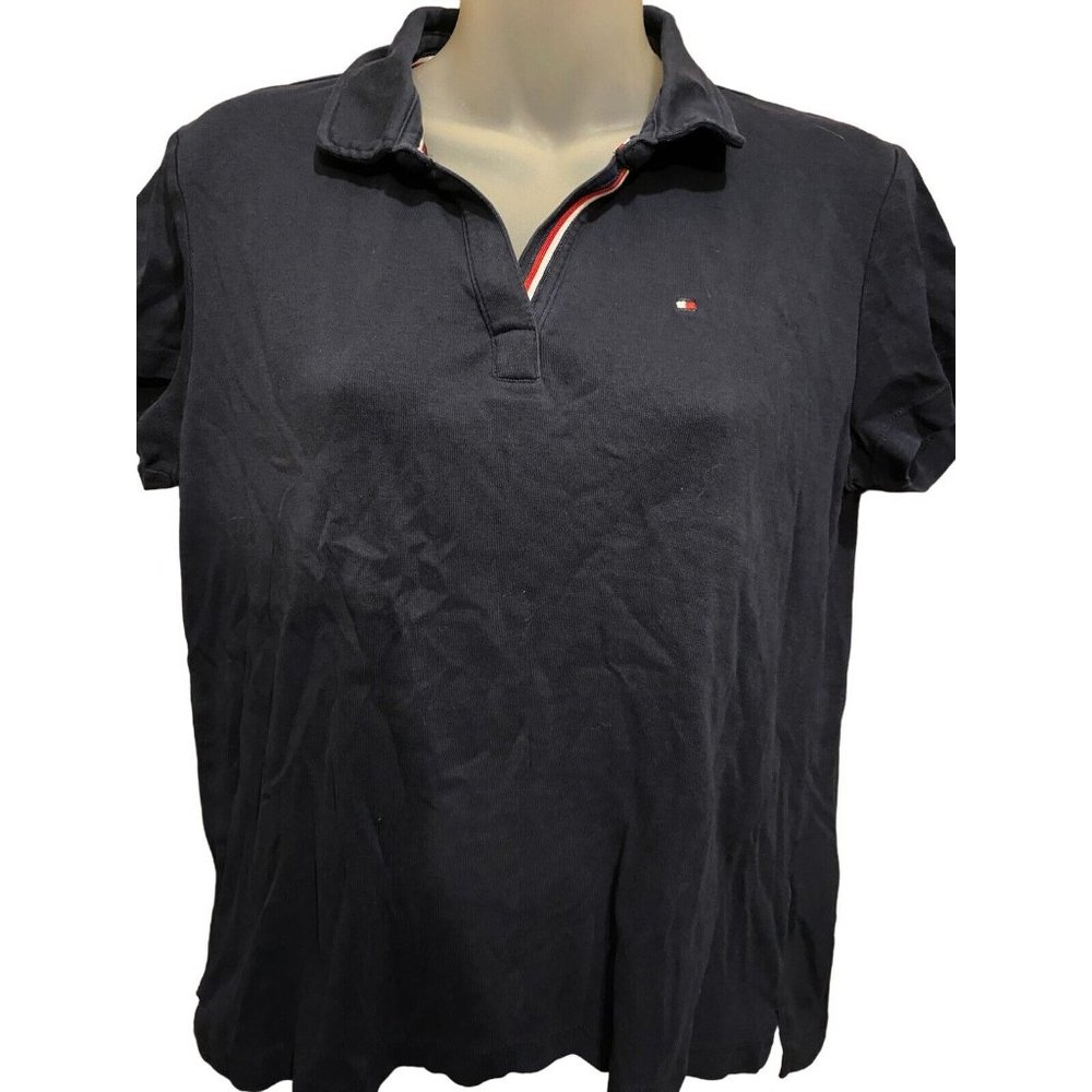 Tommy Hilfiger Women Polo Navy Short Sleeve Polo Petite Large